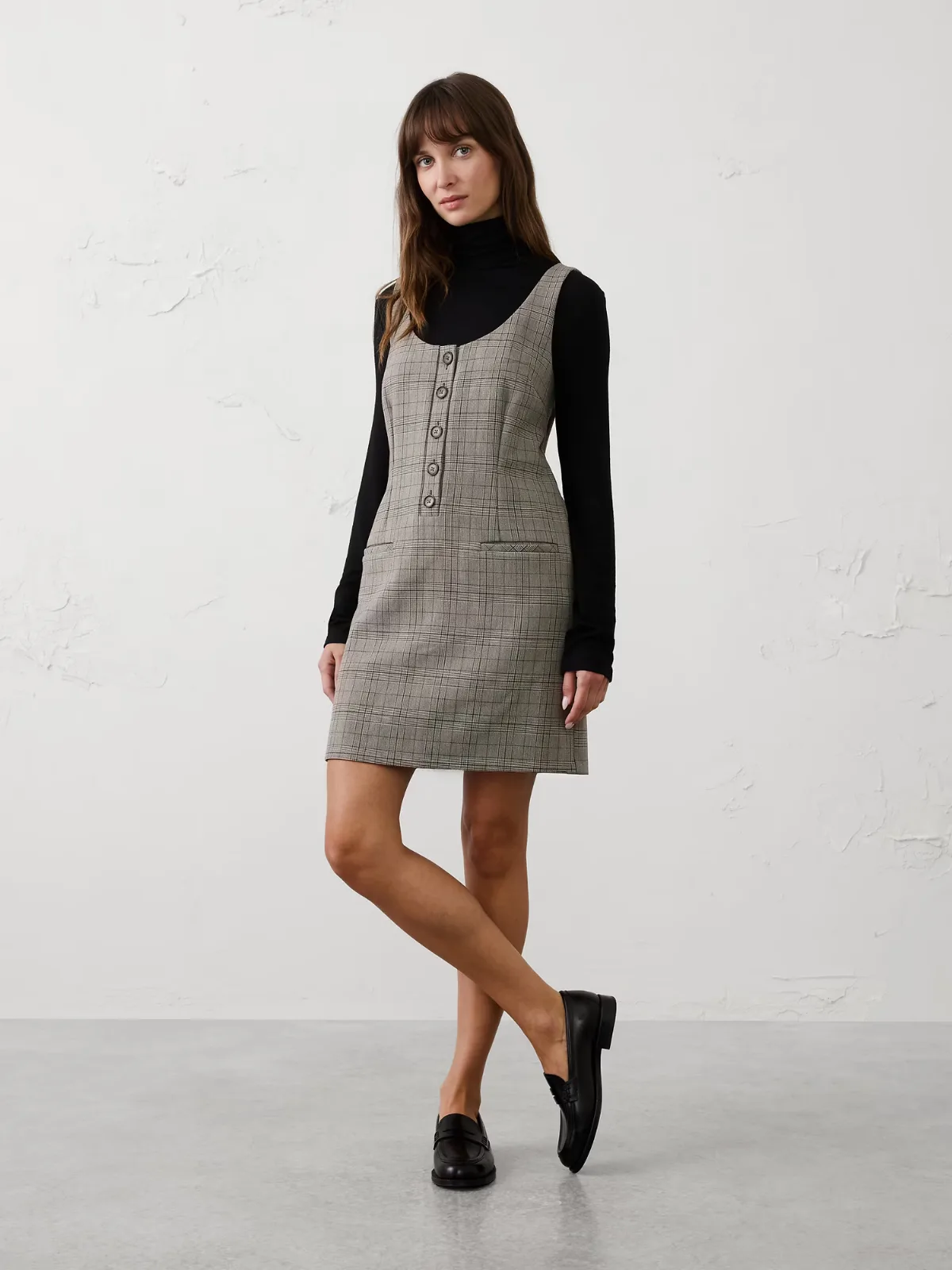 Layering Menswear Mini Shift Dress by Banana Republic