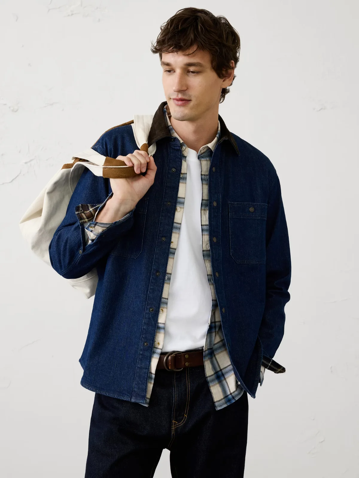 Denim Flannel-Lined Shirt Jacket by Banana Republic