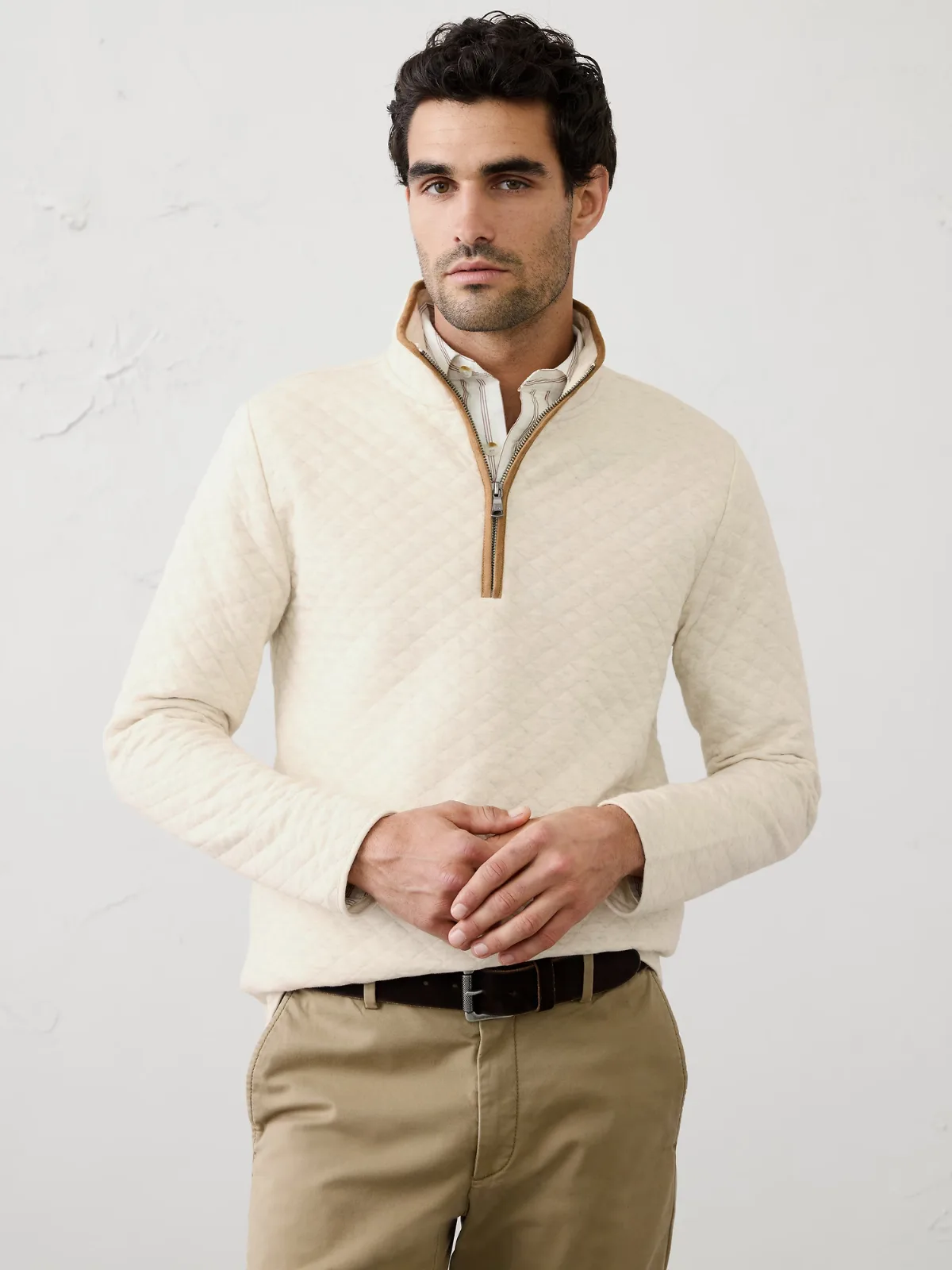 Diamond Quilted Quarter-Zip Pullover by Banana Republic