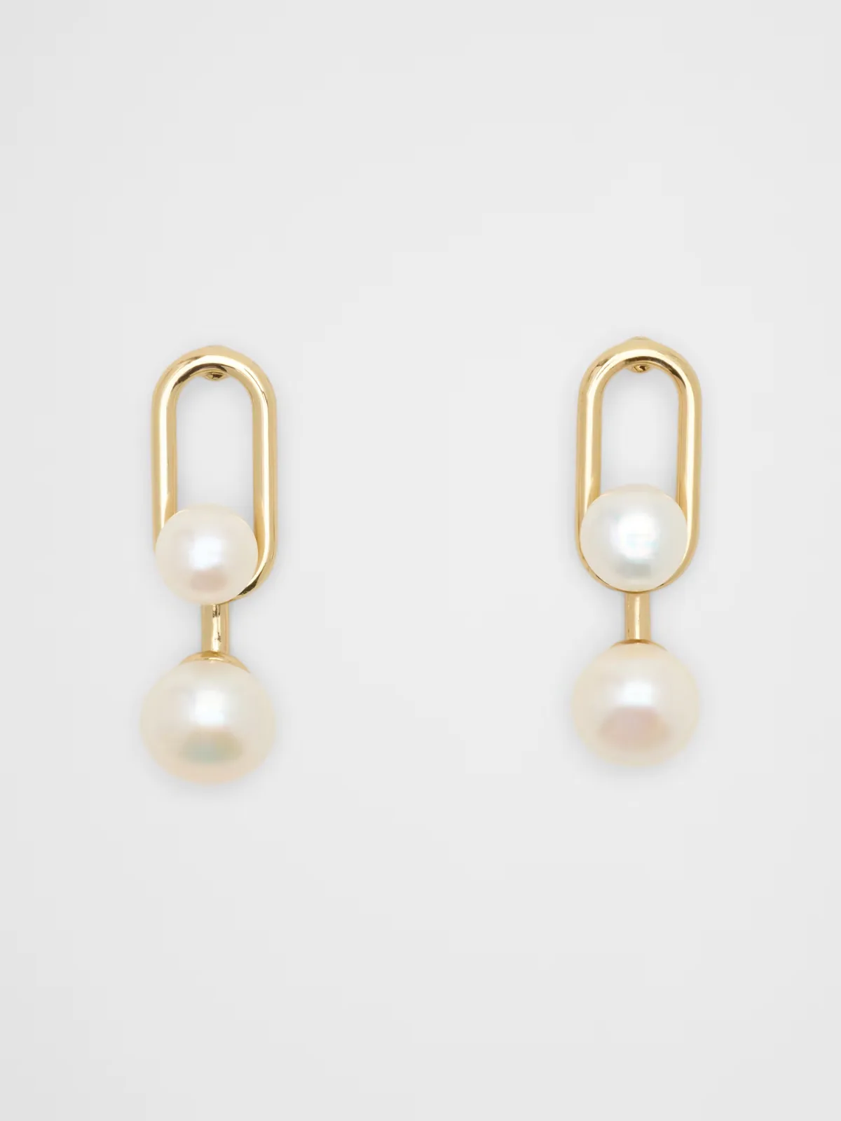 Oval Metal Pearl Drop Earrings by Banana Republic
