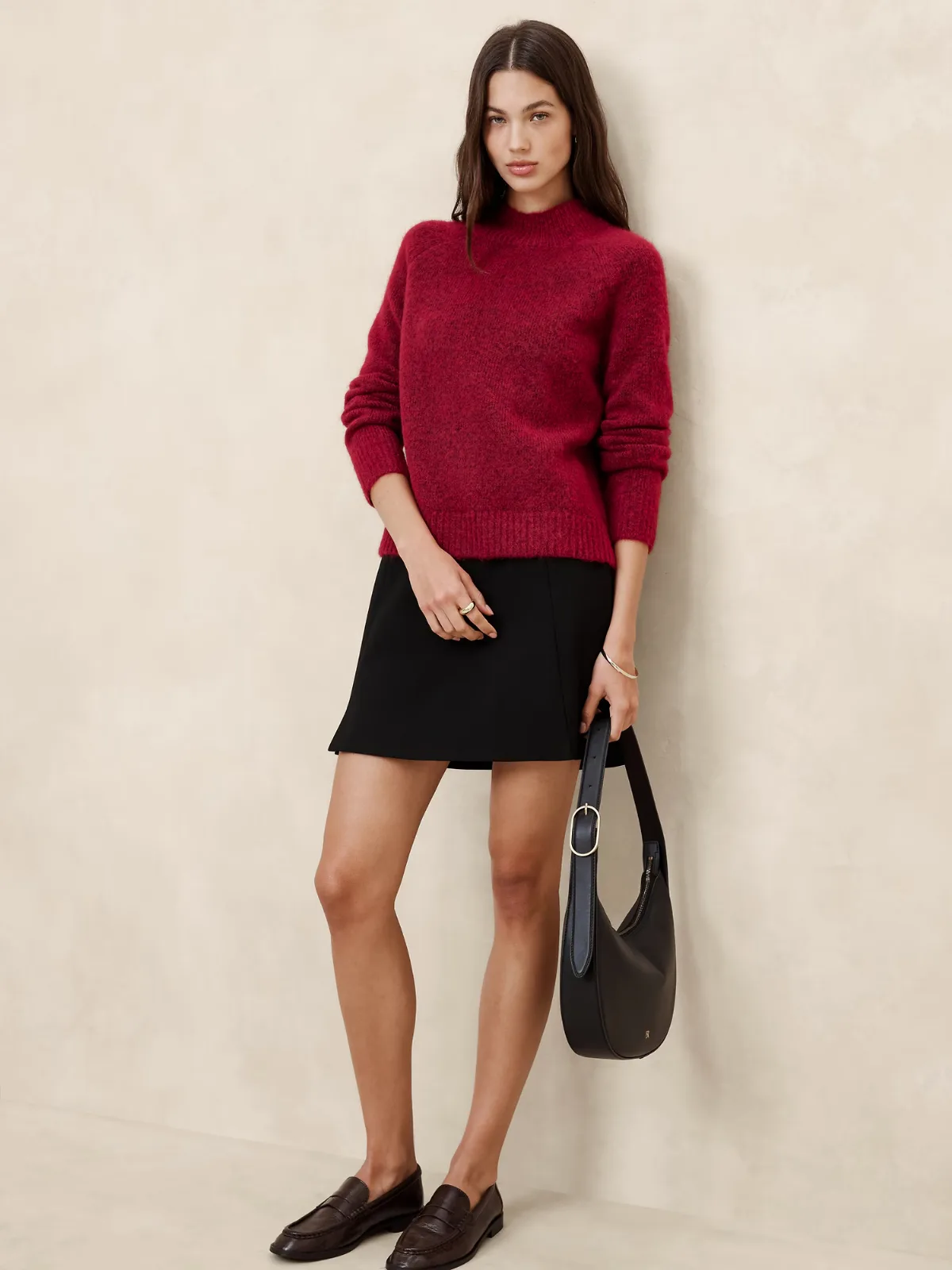 Fuzzy Mock-Neck Sweater by Banana Republic