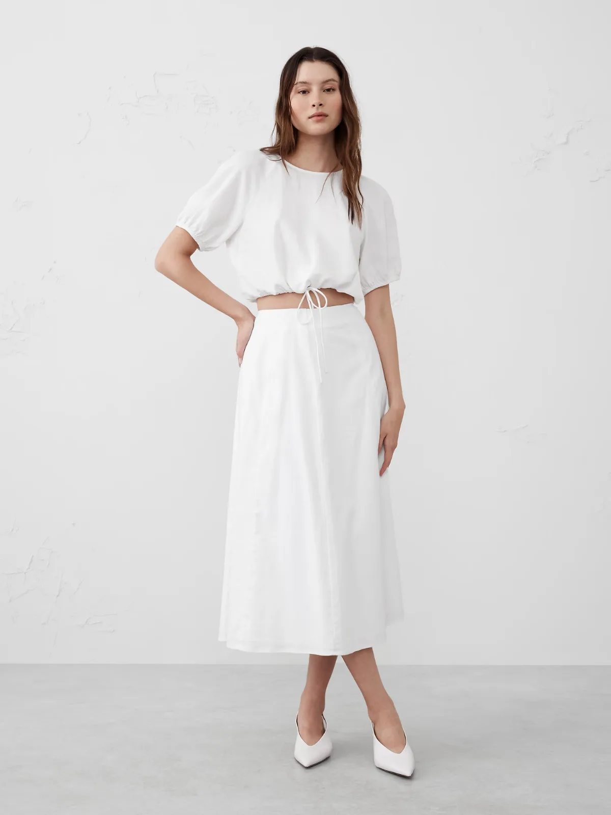 Linen-Blend Tie-Hem Top by Banana Republic