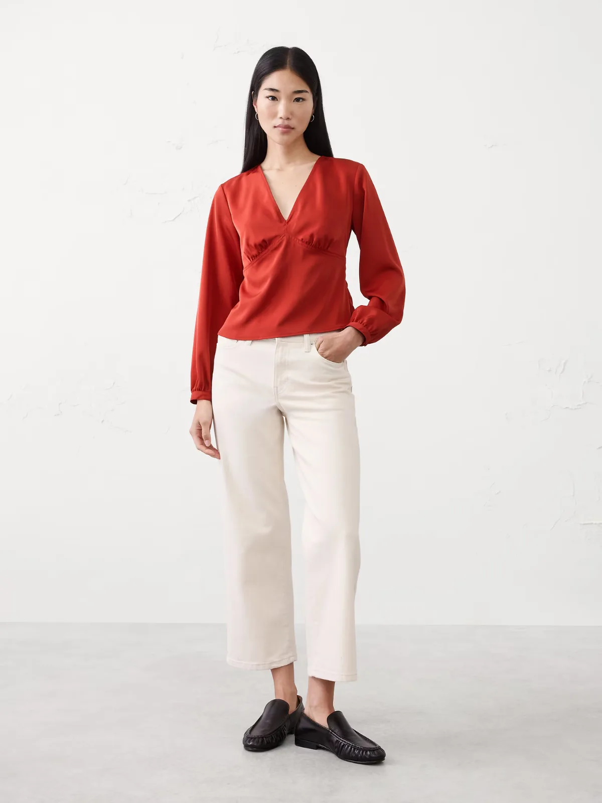 Silky V-Neck Top by Banana Republic