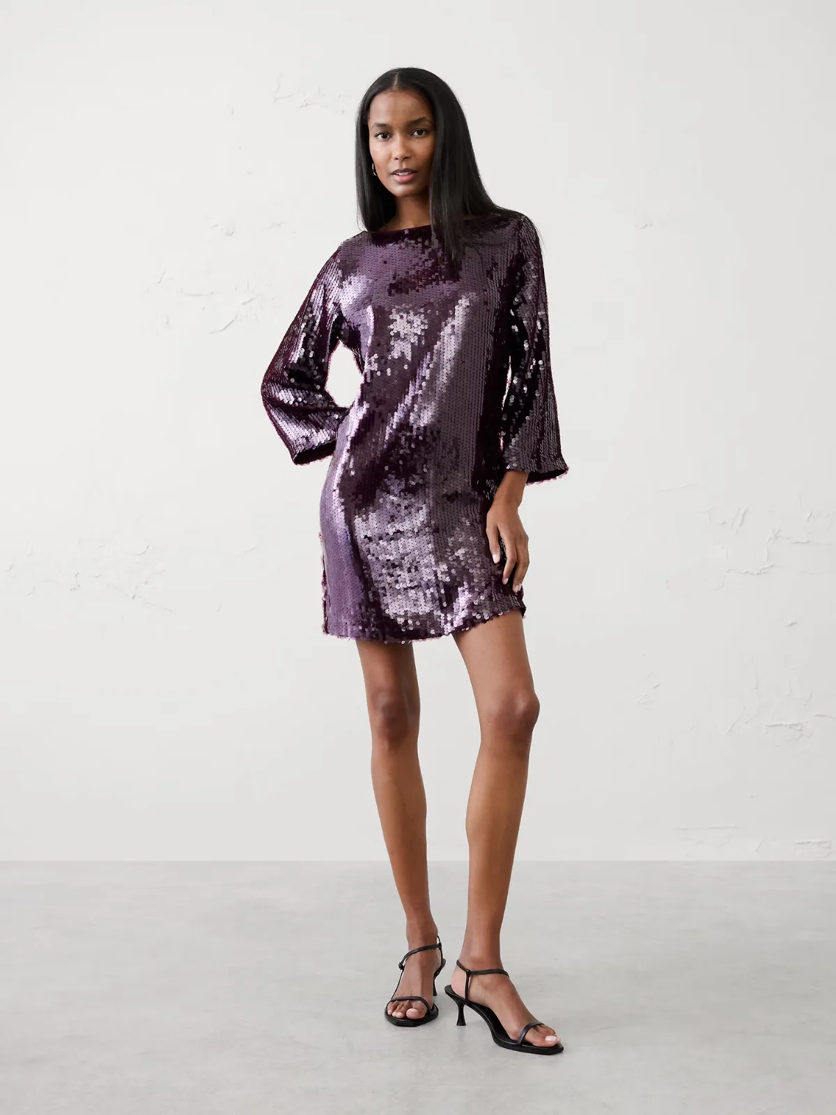 Sequin Open-Back Mini Fit-and-Flare Dress by Banana Republic