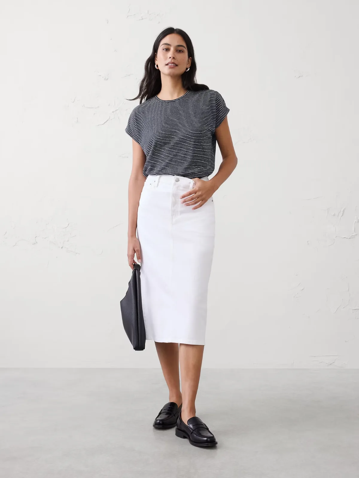 Linen-Blend Cap-Sleeve T-Shirt by Banana Republic