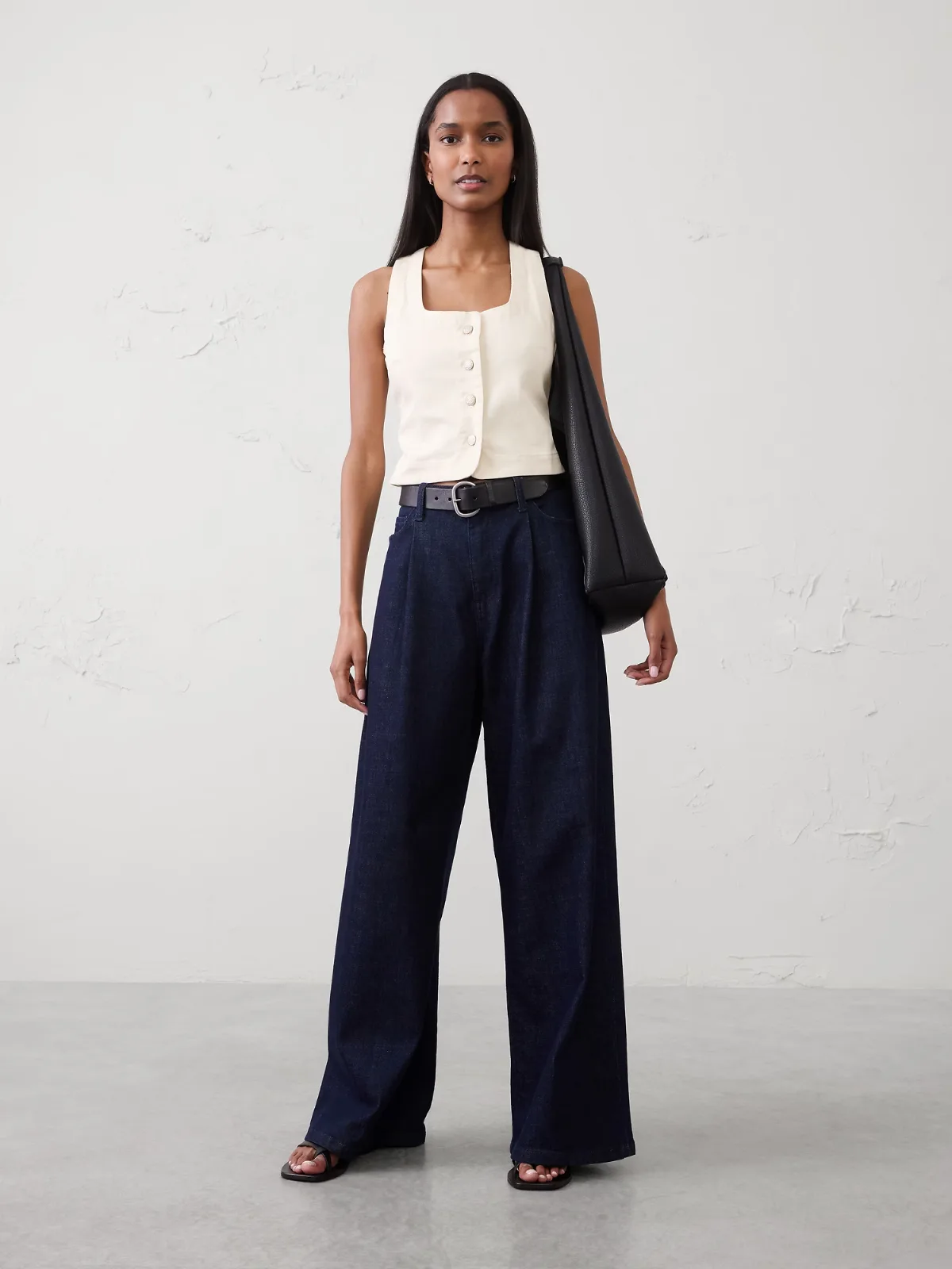 Buttoned Denim Vest