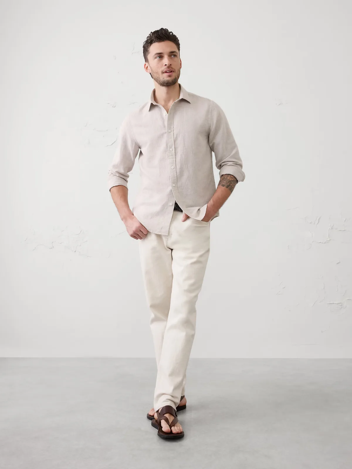 Slim-Fit Linen-Blend Shirt by Banana Republic