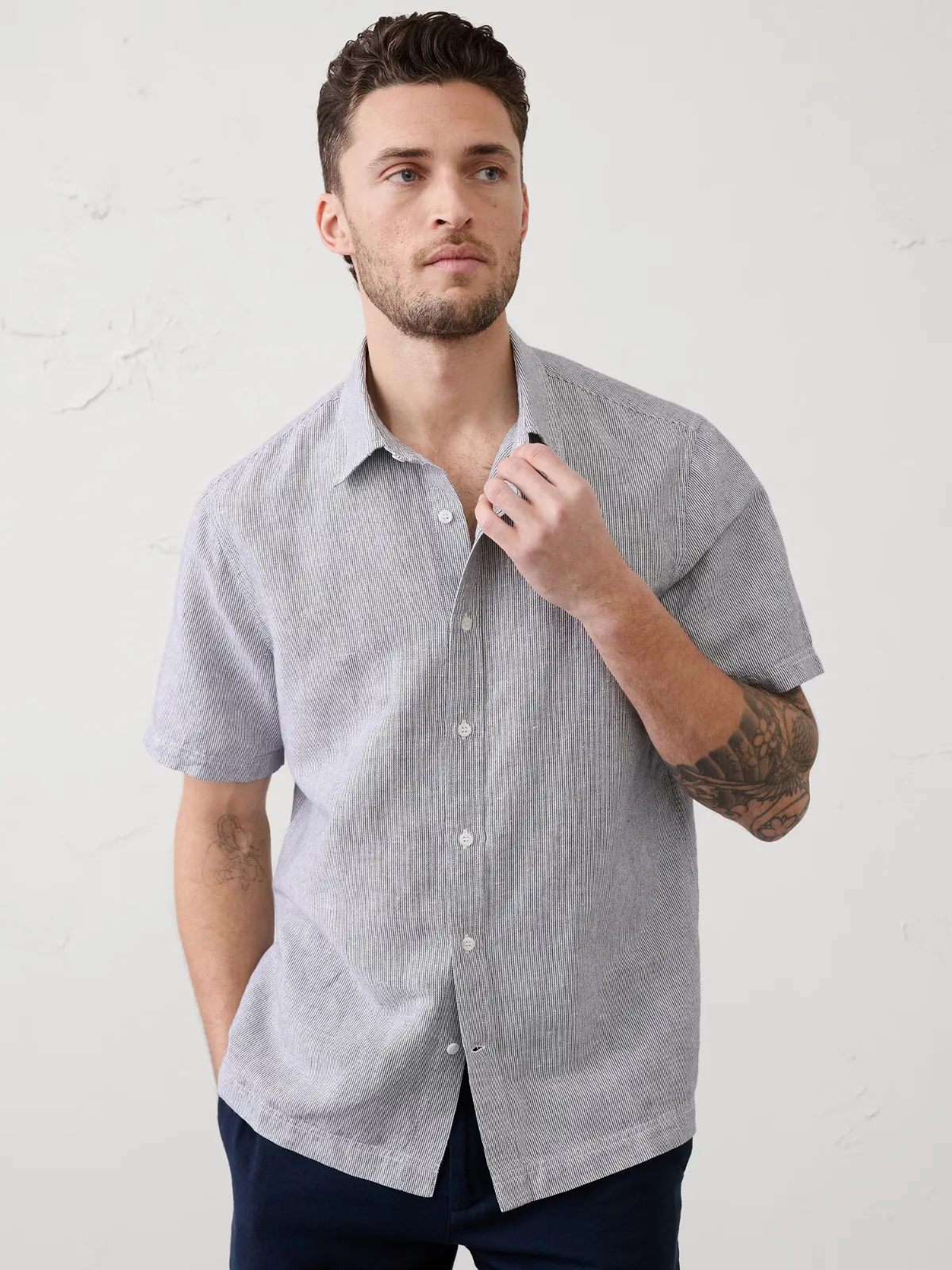Standard-Fit Linen-Blend Shirt by Banana Republic