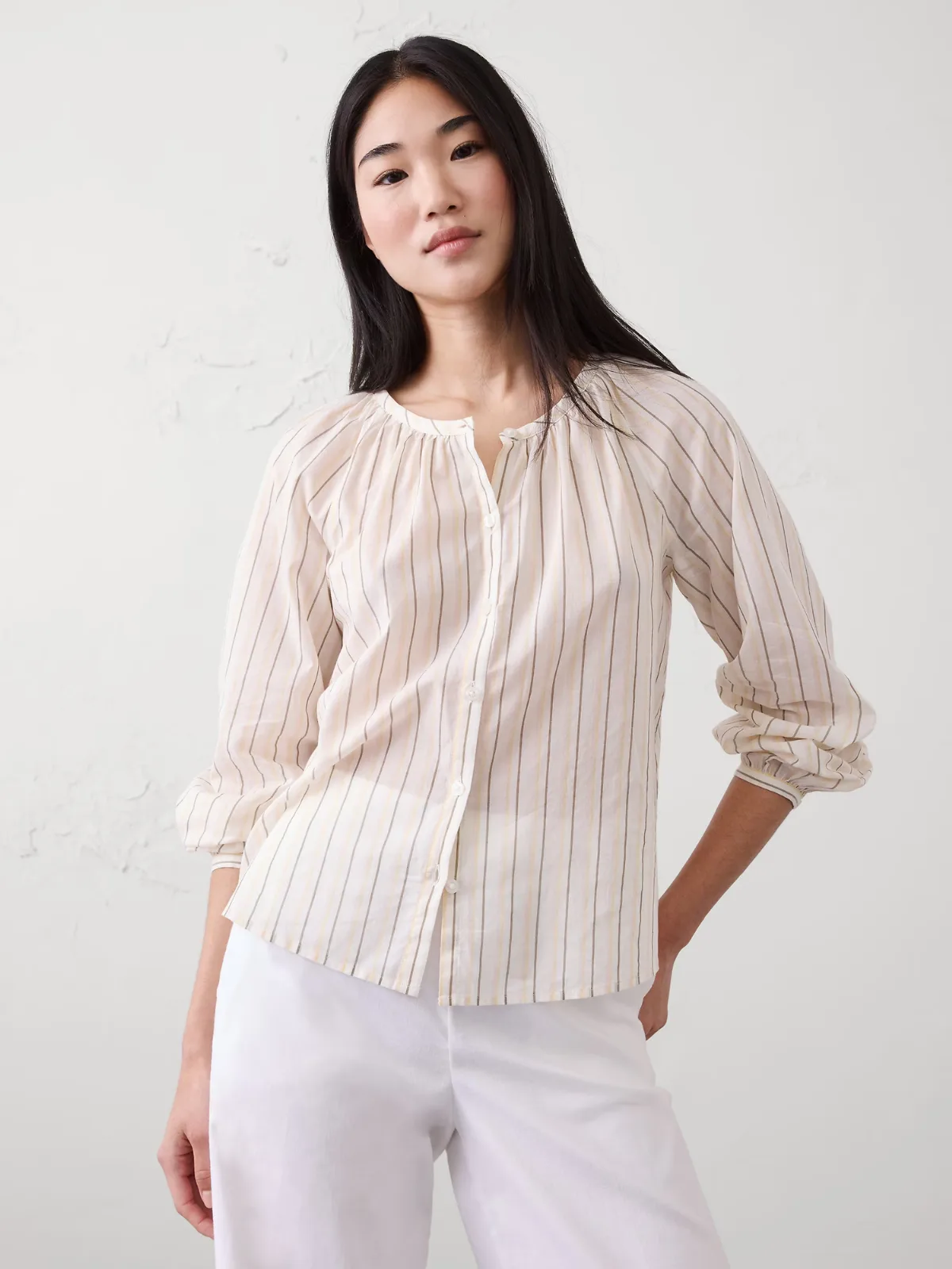 Voile Puff-Sleeve Shirt by Banana Republic