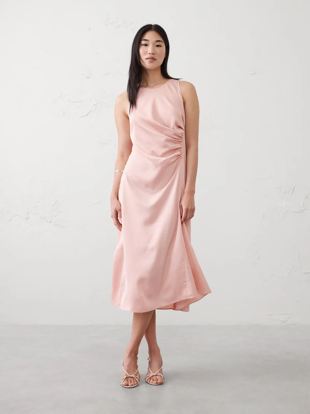 Racer Side-Shirred Midi Dress