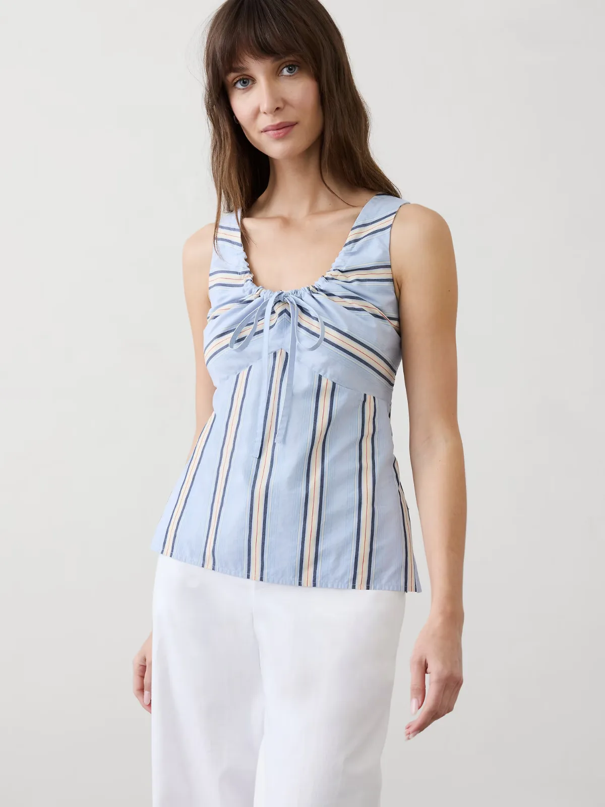 Poplin Cinched Neck-Tie Top by Banana Republic