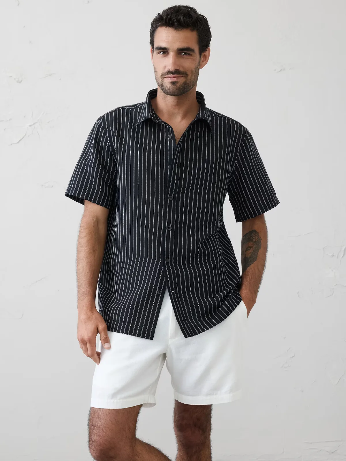 Standard-Fit Linen-Blend Shirt by Banana Republic