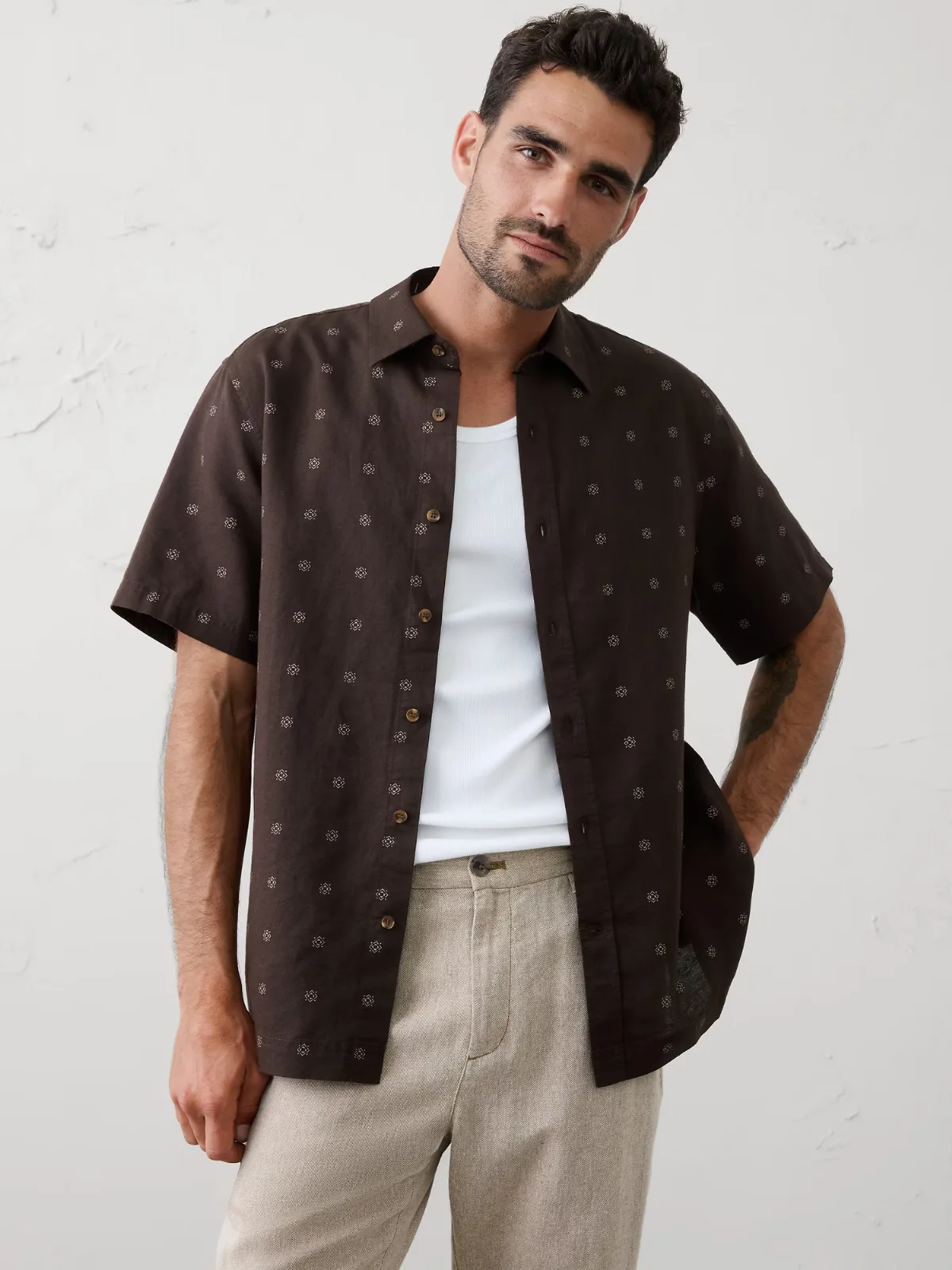 Standard-Fit Linen-Blend Shirt