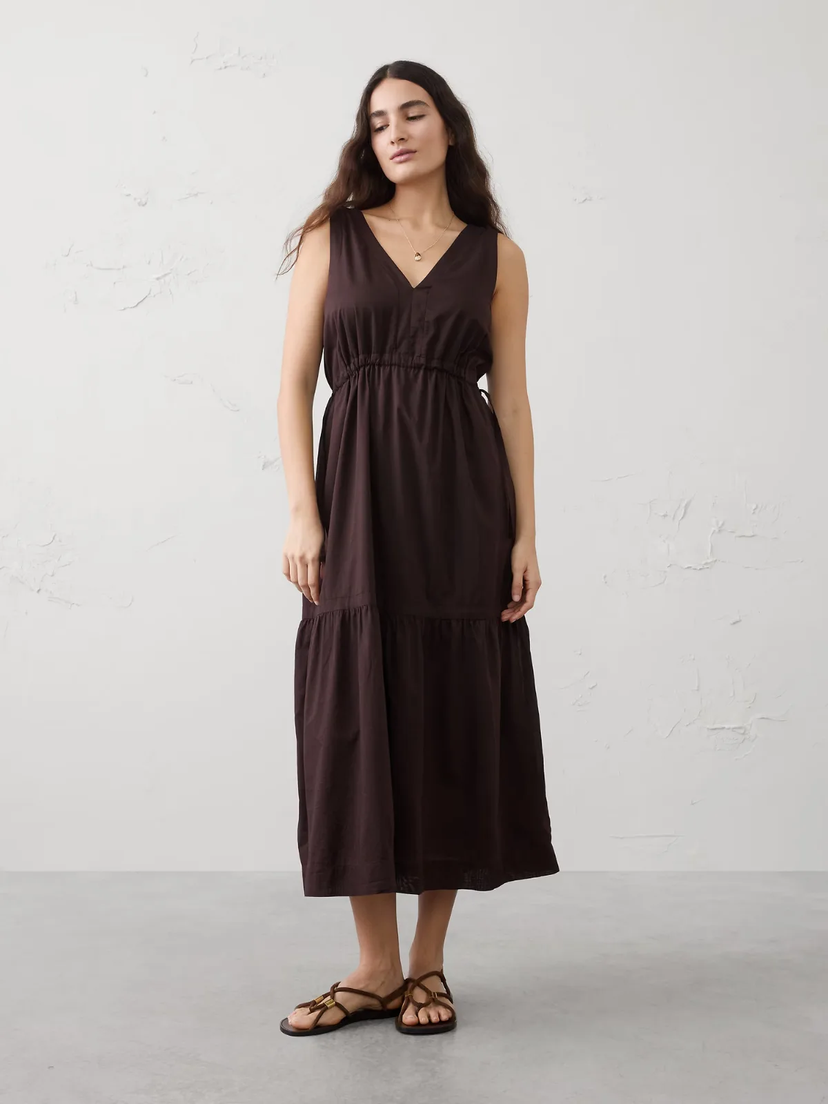 Voile Side-Tie Maxi Dress