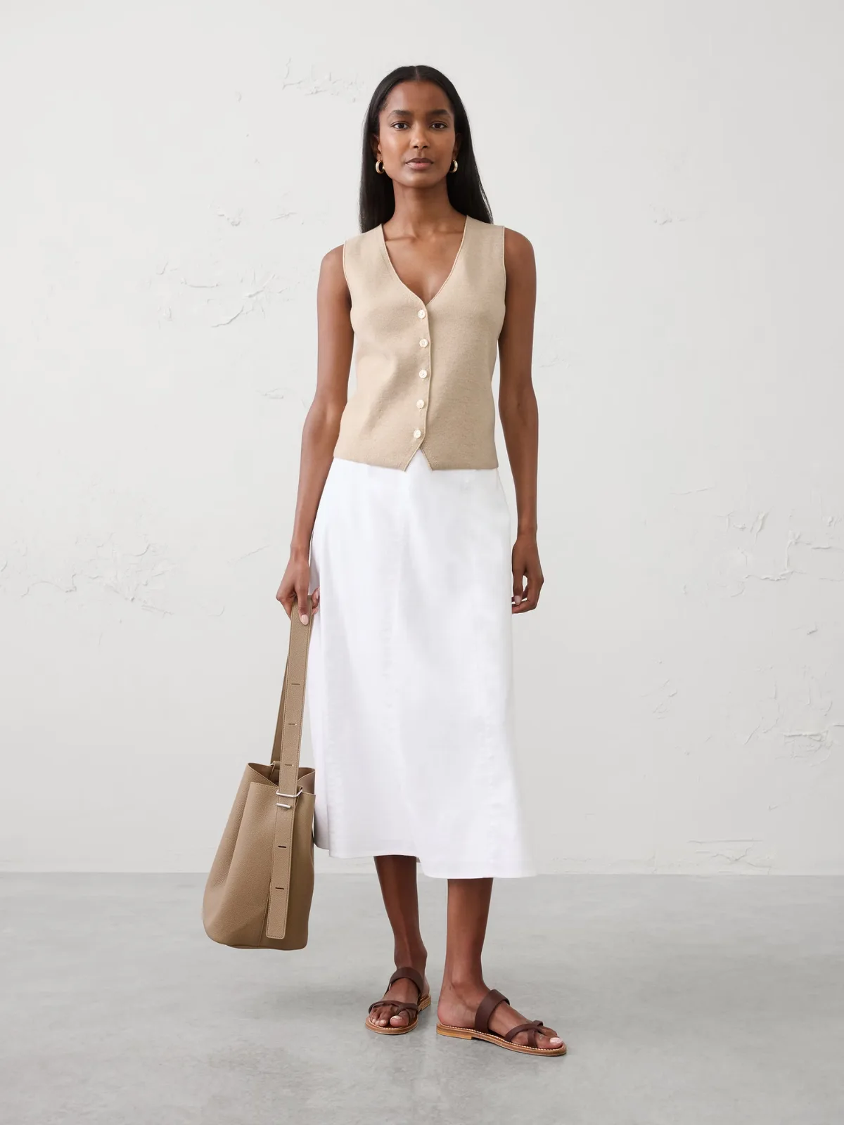 V-Neck Button Sweater by Banana Republic