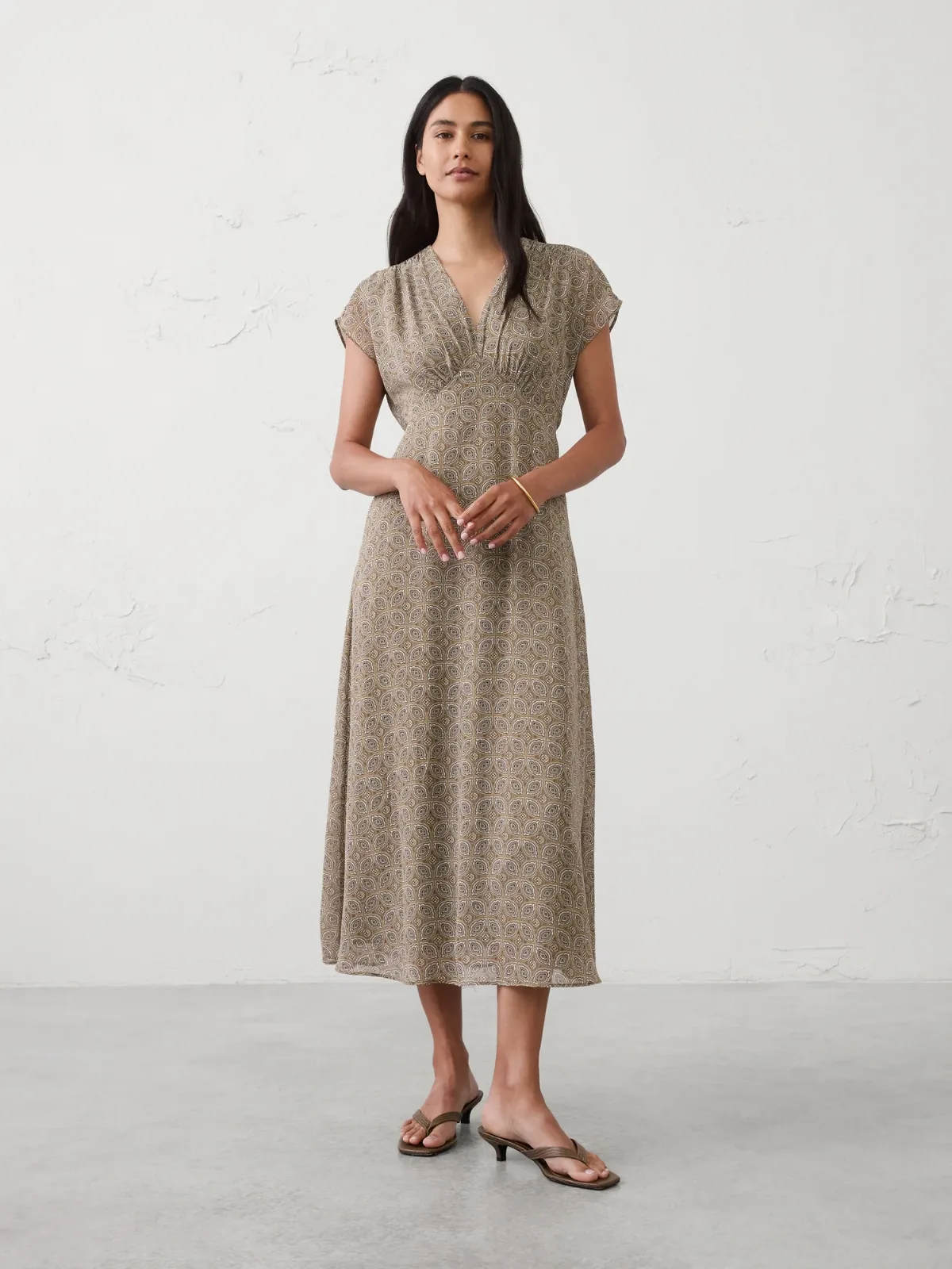 Gathered Empire Midi Dress