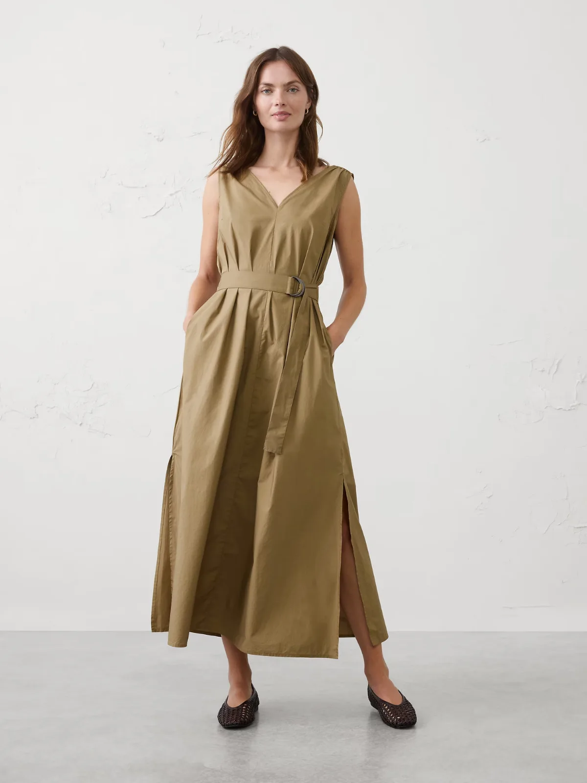 Poplin Belted Maxi Dress by Banana Republic
