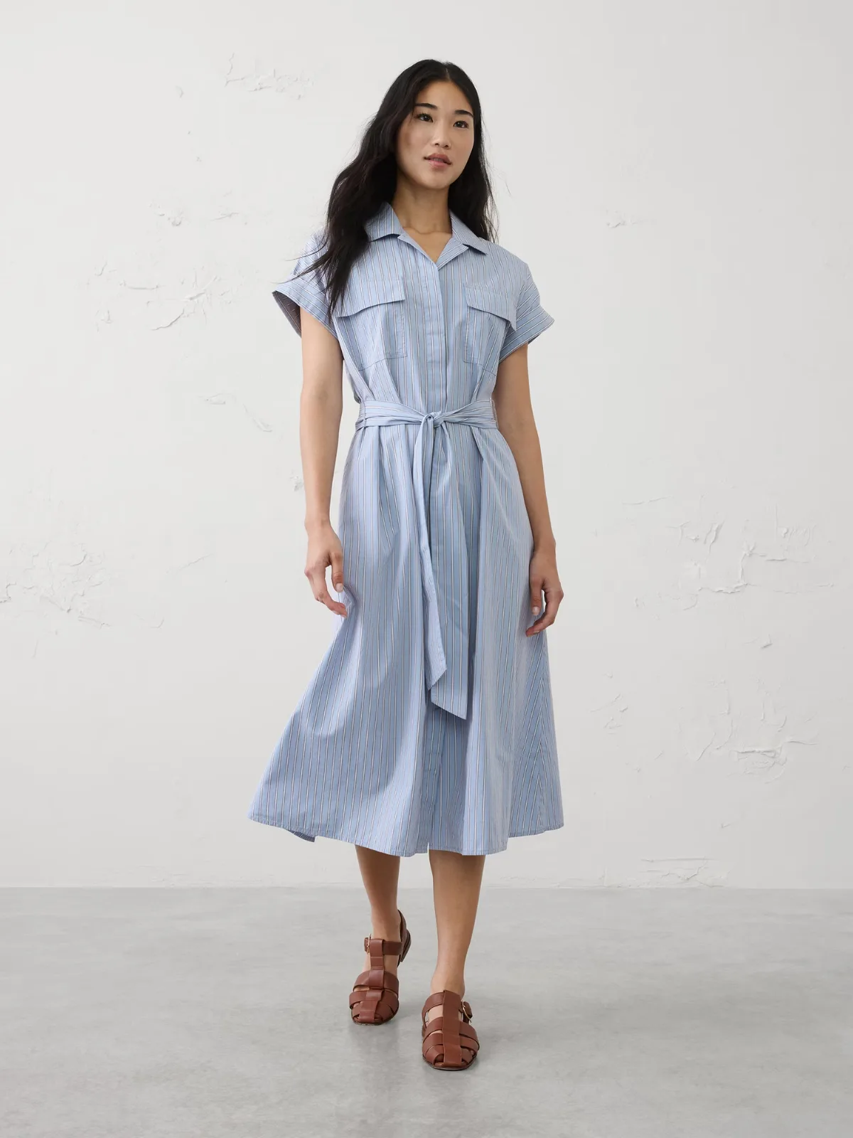 Poplin Utility Midi Shirtdress