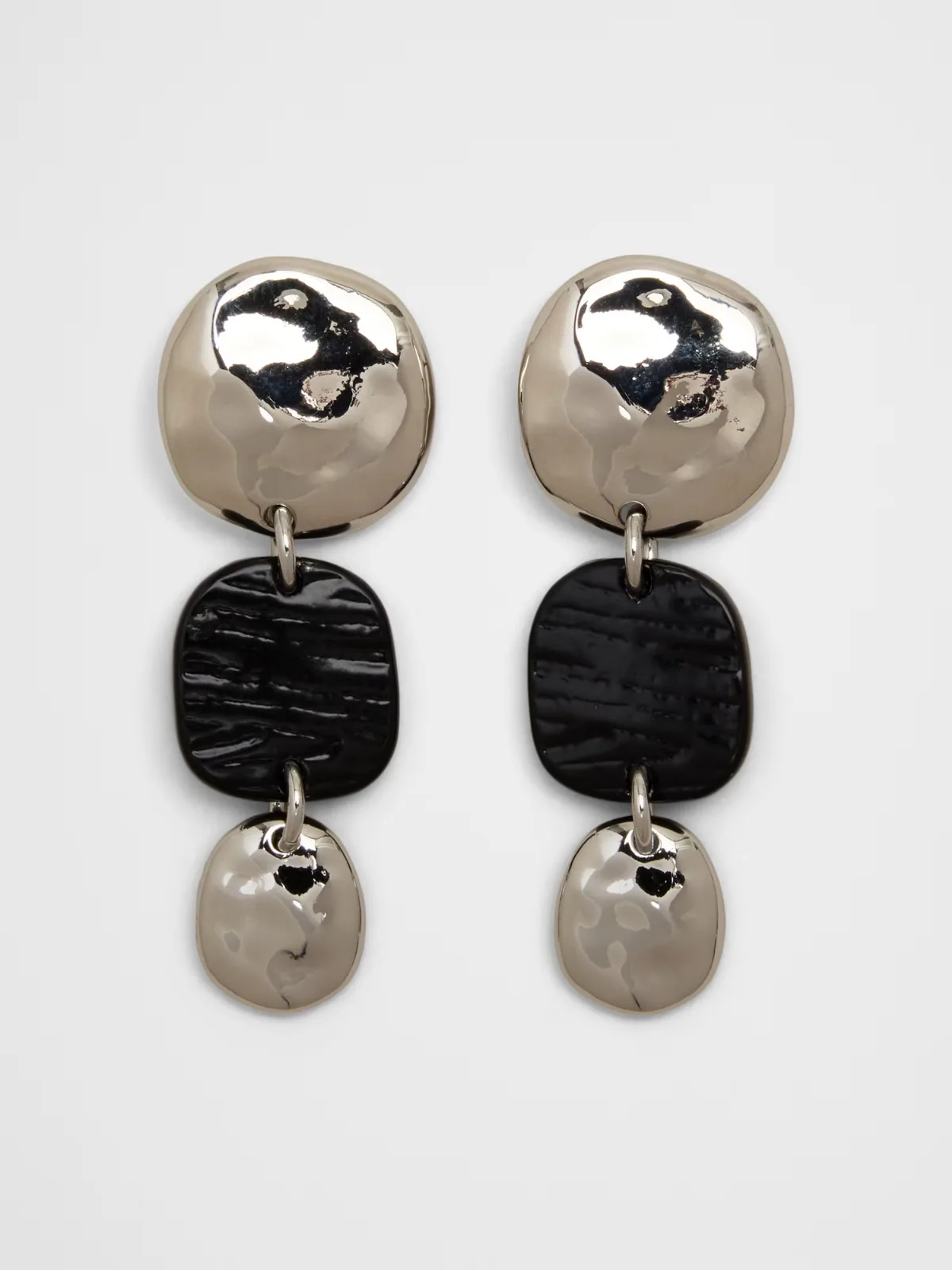 Mixed Media Organic Coin Drop Earrings