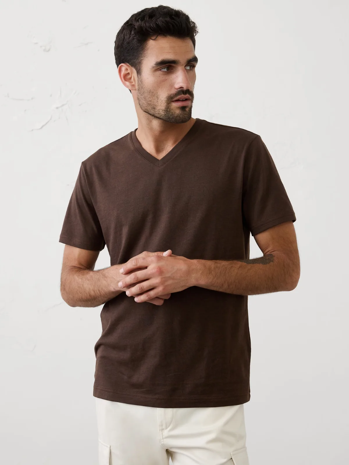 Standard-Fit Premium Wash V-Neck Shirt by Banana Republic