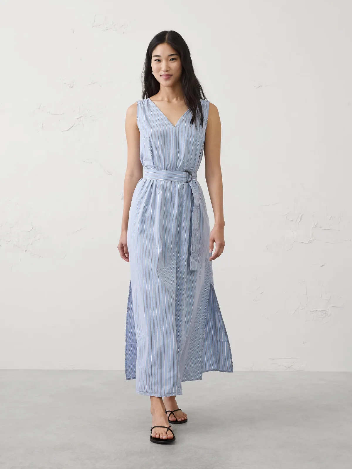 Poplin Belted Maxi Dress
