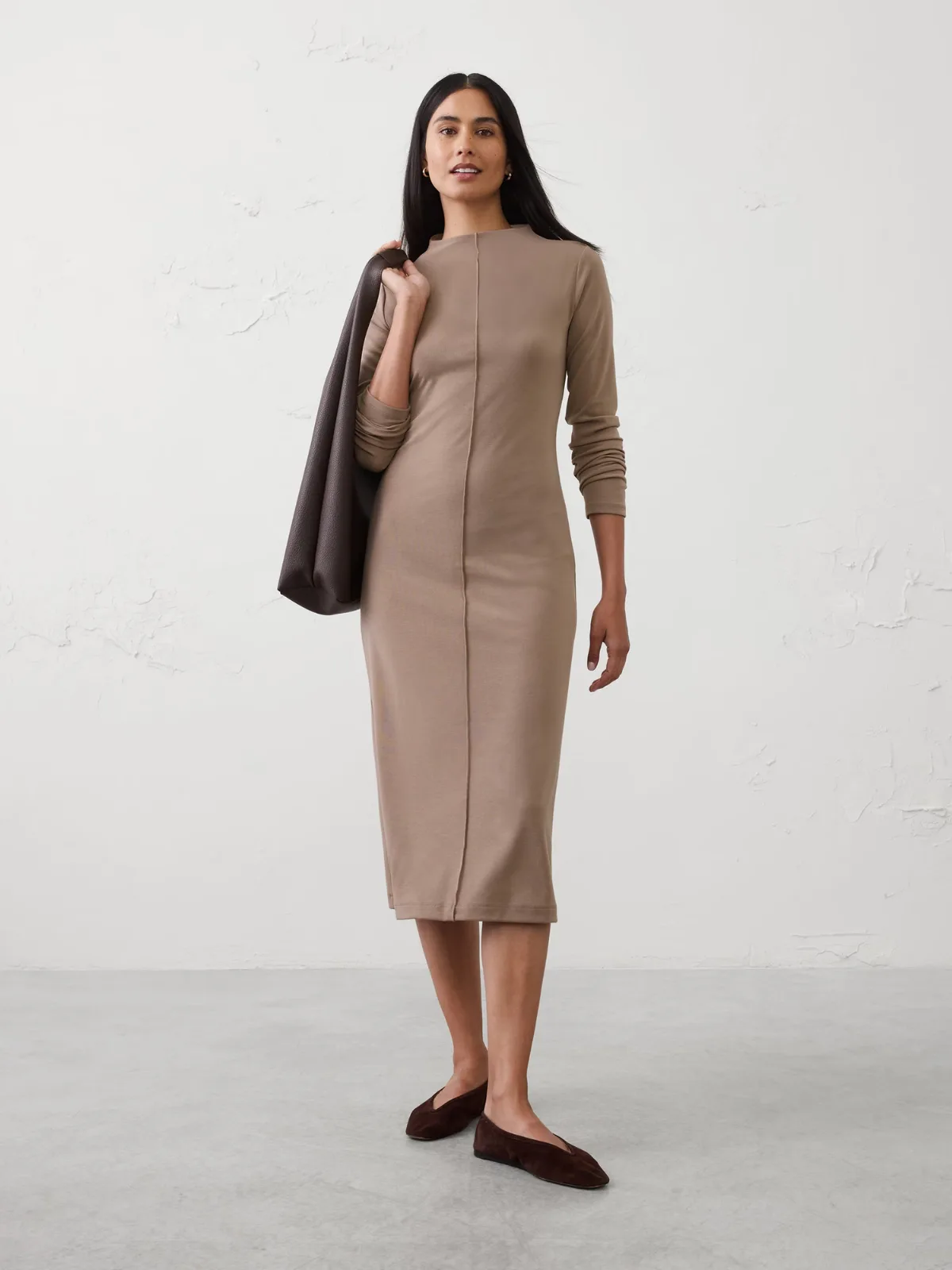 Cozy Ribbed Knit Midi Dress