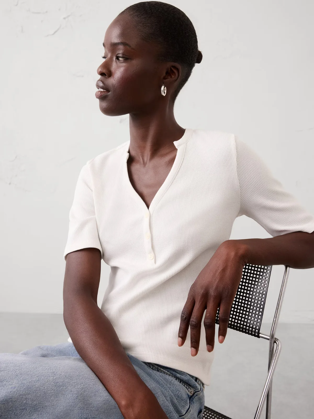 Waffle Knit Henley by Banana Republic