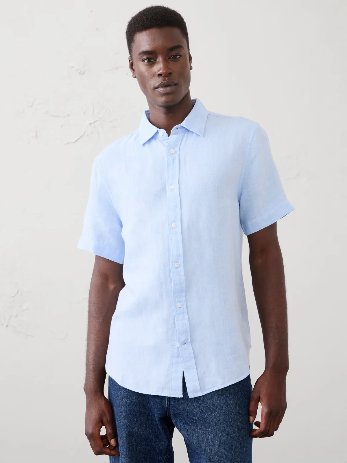 Slim-Fit Linen-Blend Herringbone Shirt