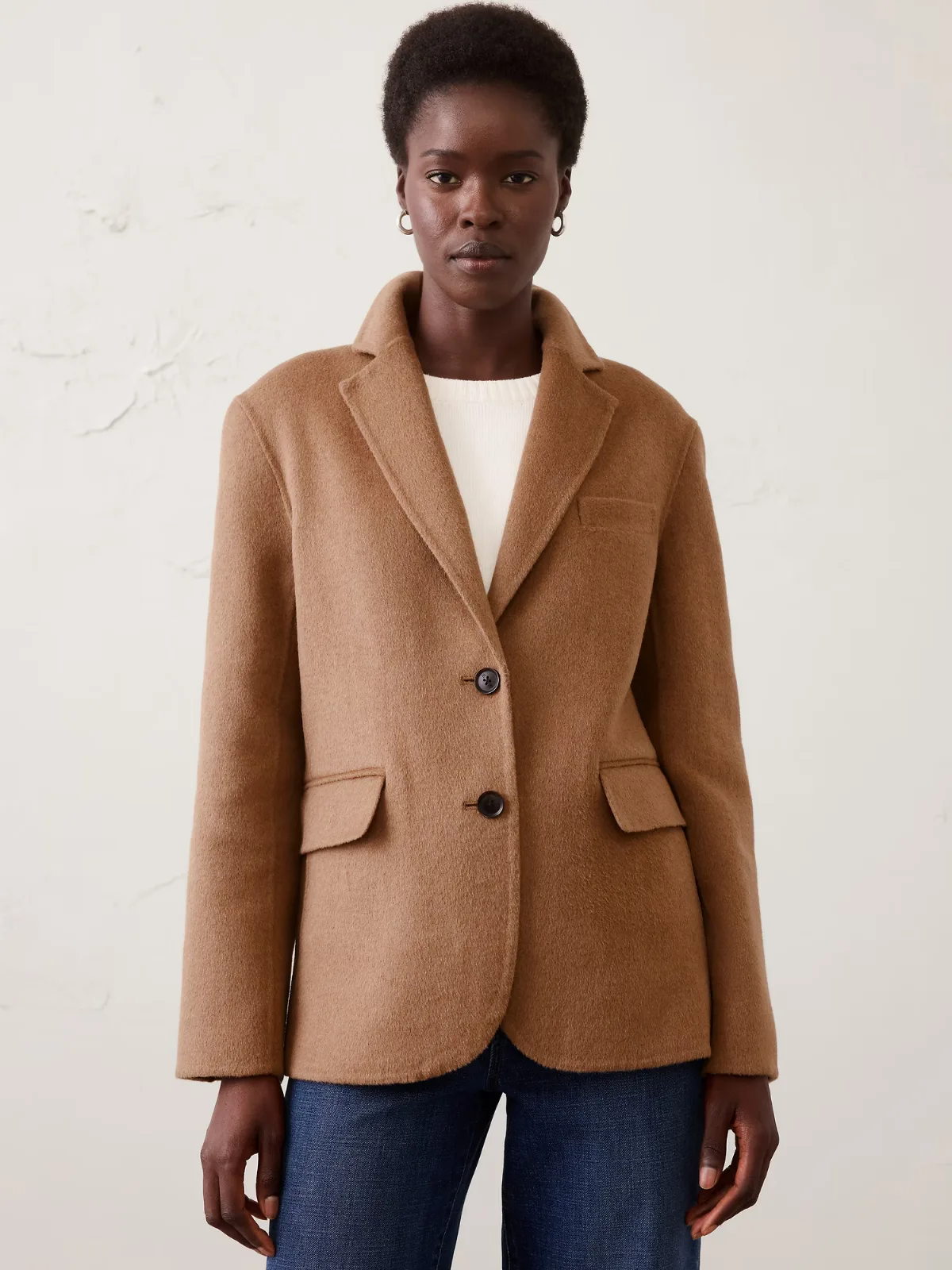 Polyester-Wool Blend Double-Face Blazer by Banana Republic