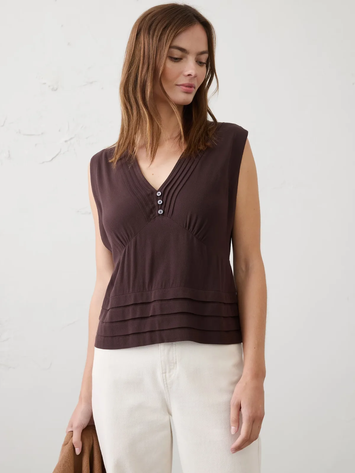 Crepe Pleated Swing Top by Banana Republic