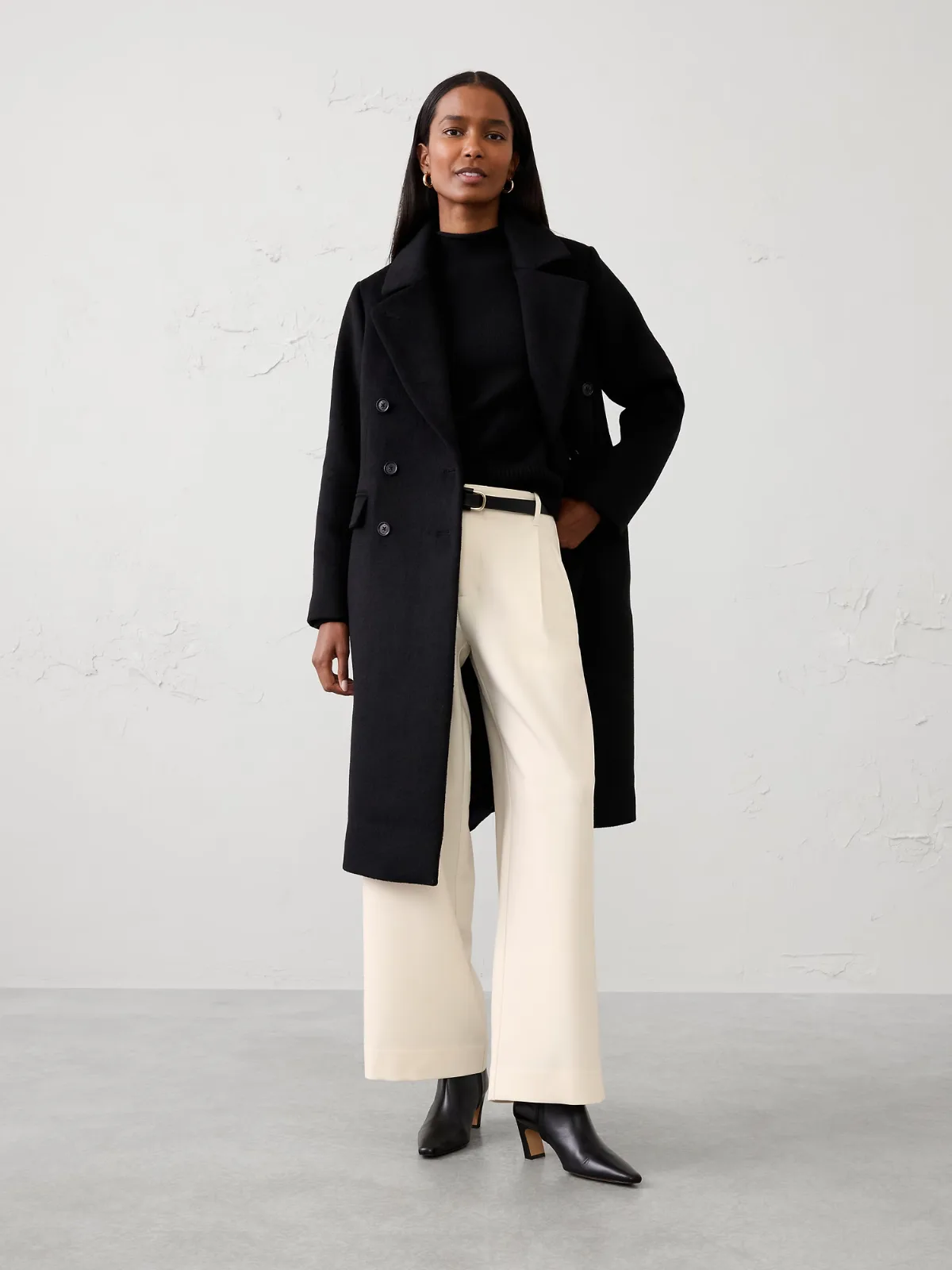 Wide-Leg Mid-Rise Heavy Bistretch Pant by Banana Republic