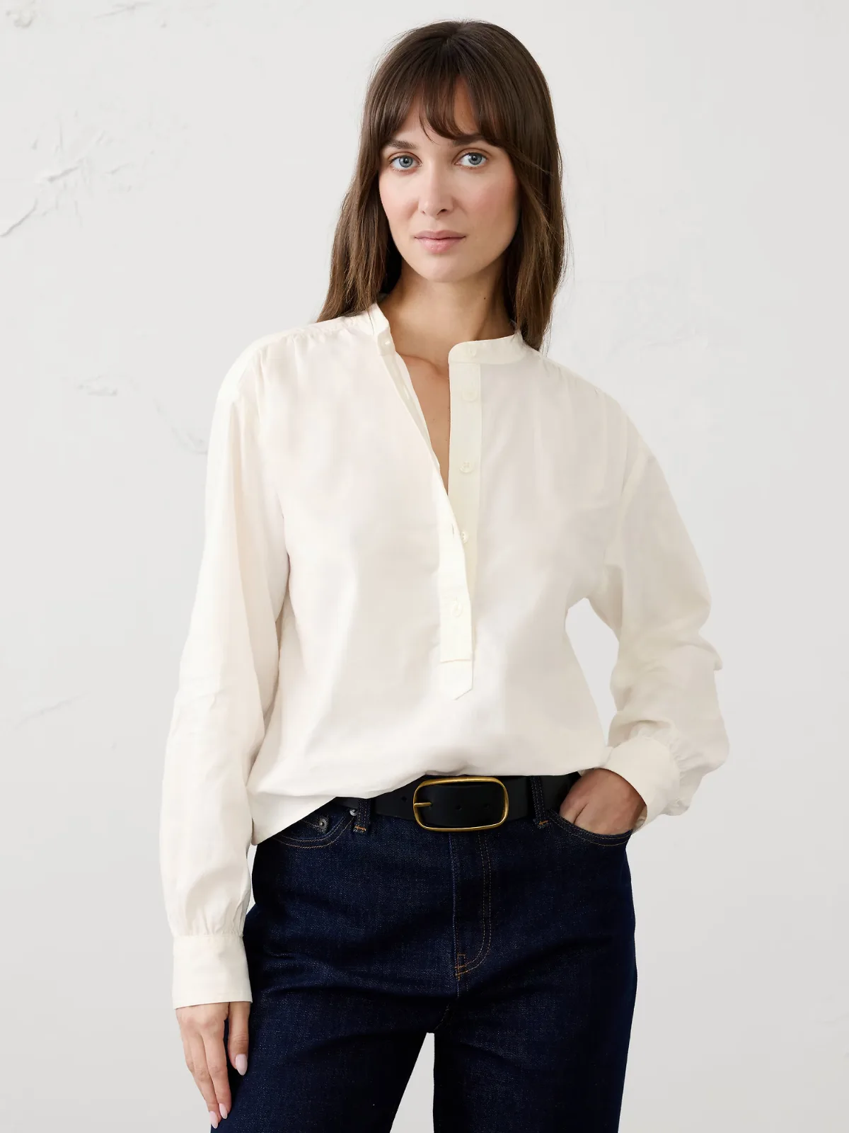 Oxford Half-Placket Top