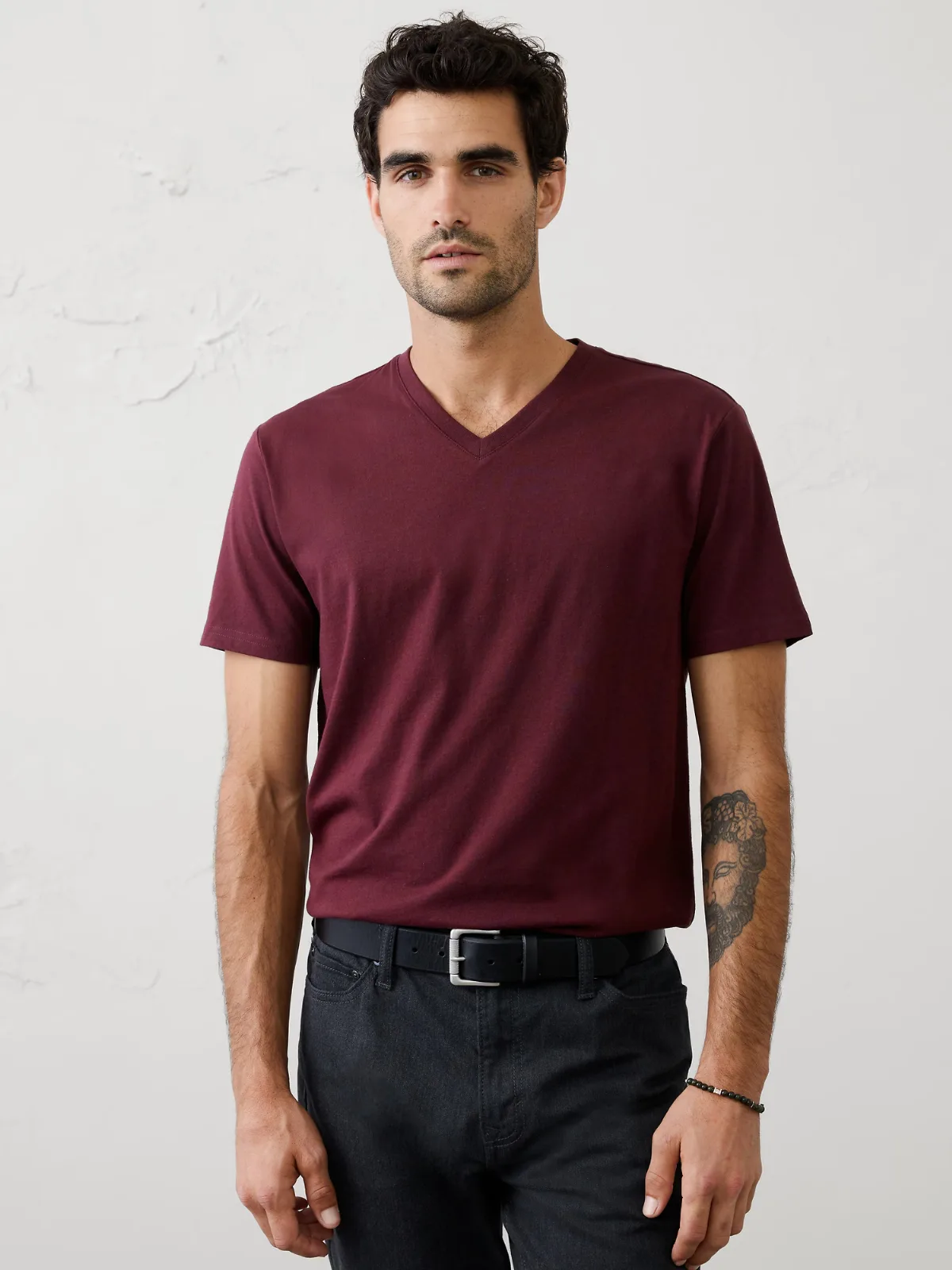 Standard-Fit Premium Wash V-Neck Shirt by Banana Republic