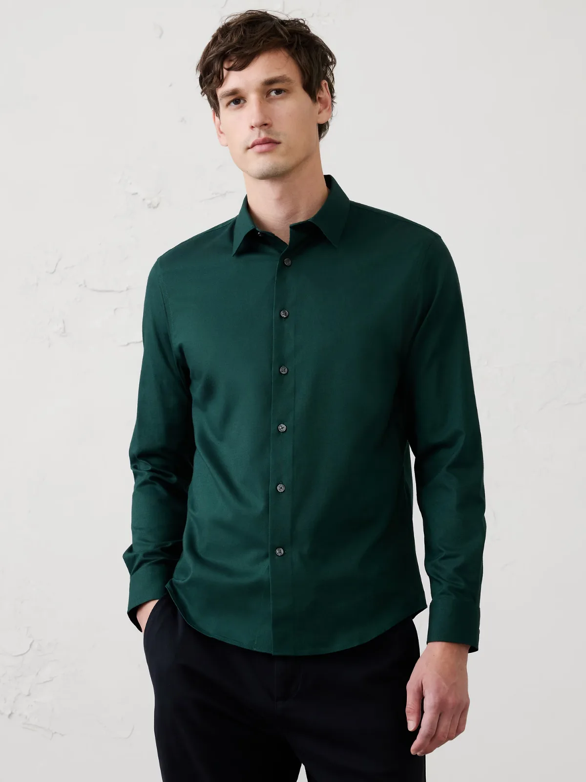 Slim-Fit Untucked Dress Shirt by Banana Republic