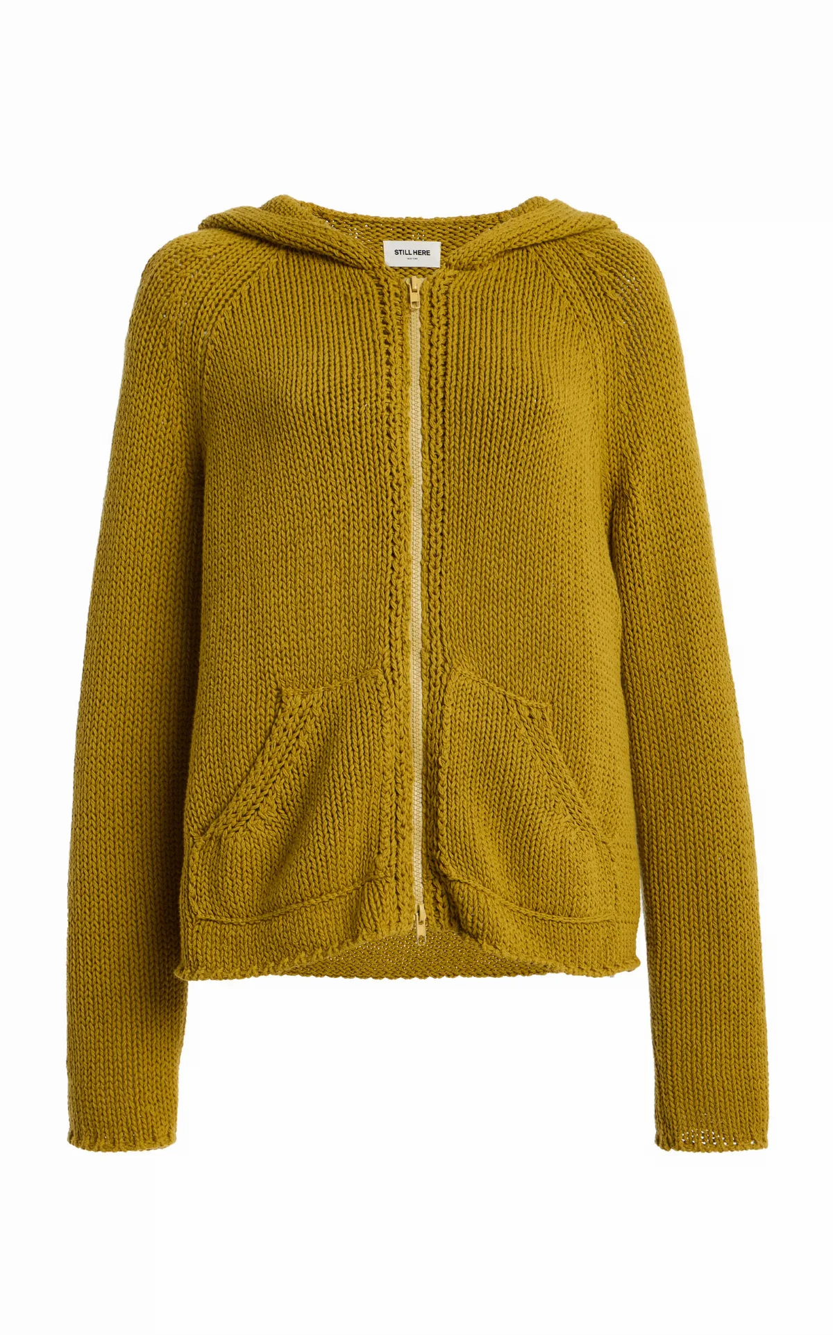 Bear Zip-Up Cotton Sweater by Still Here