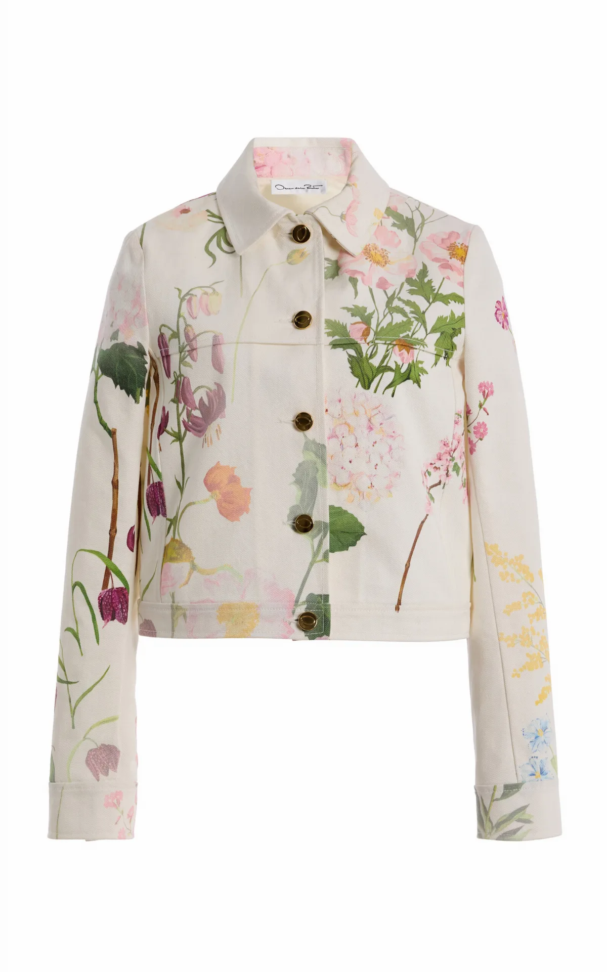 Faded Botanical Denim Jacket by Oscar de la Renta