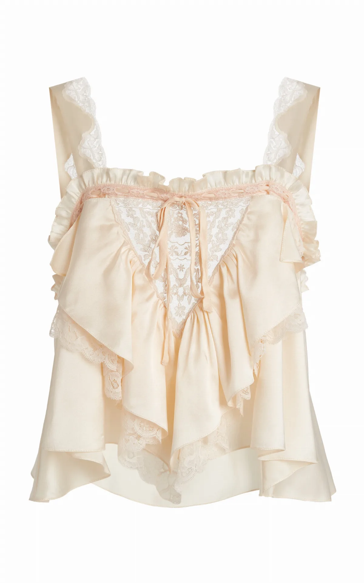 Lace-Trimmed Silk Satin Top by Chloé