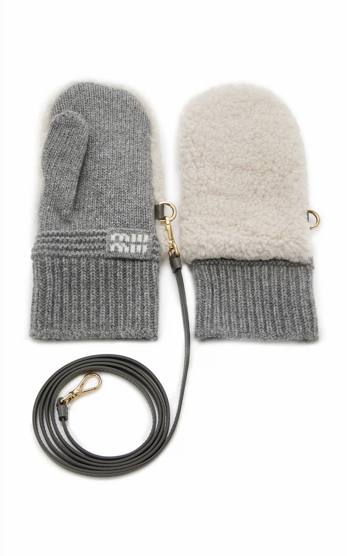 Shearling Mittens by Miu Miu