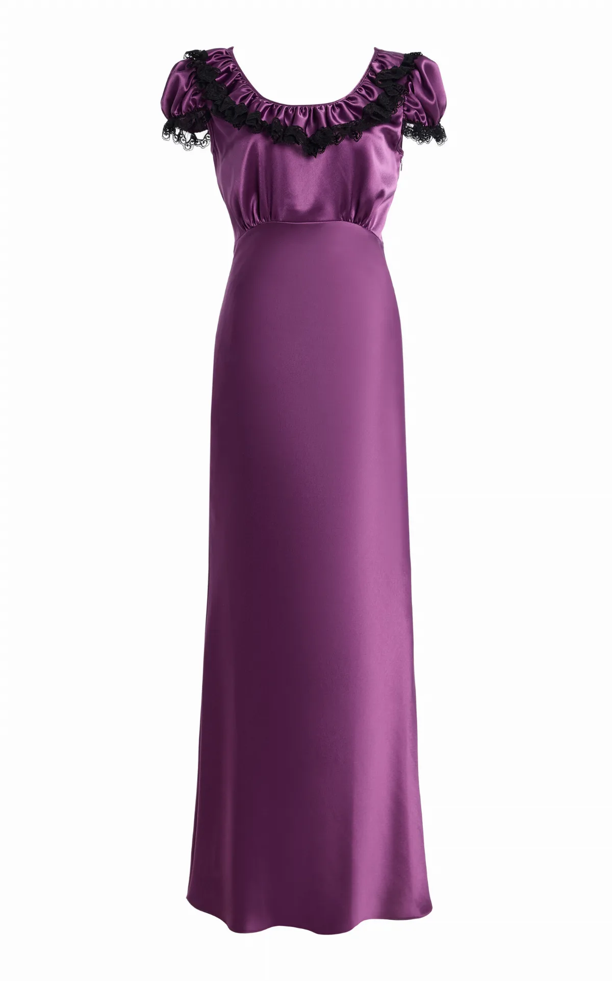 Bias Ruffled Silk Maxi Dress