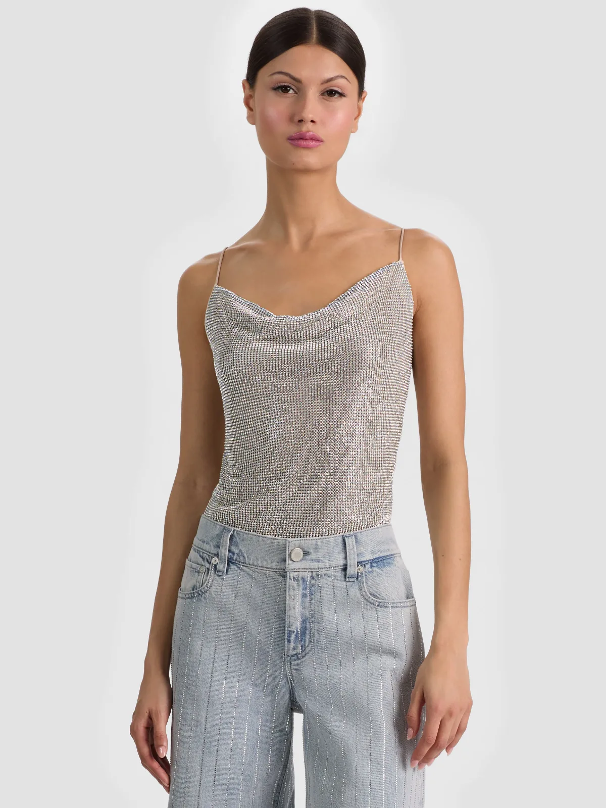 Harmon Chainmail Slip Tank by Alice + Olivia