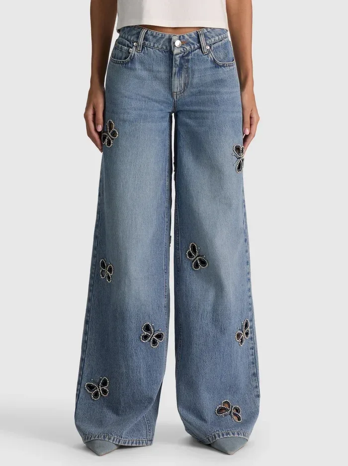 Amazing Embellished Cutout Jean - Fiona Vintage Blue by Alice + Olivia