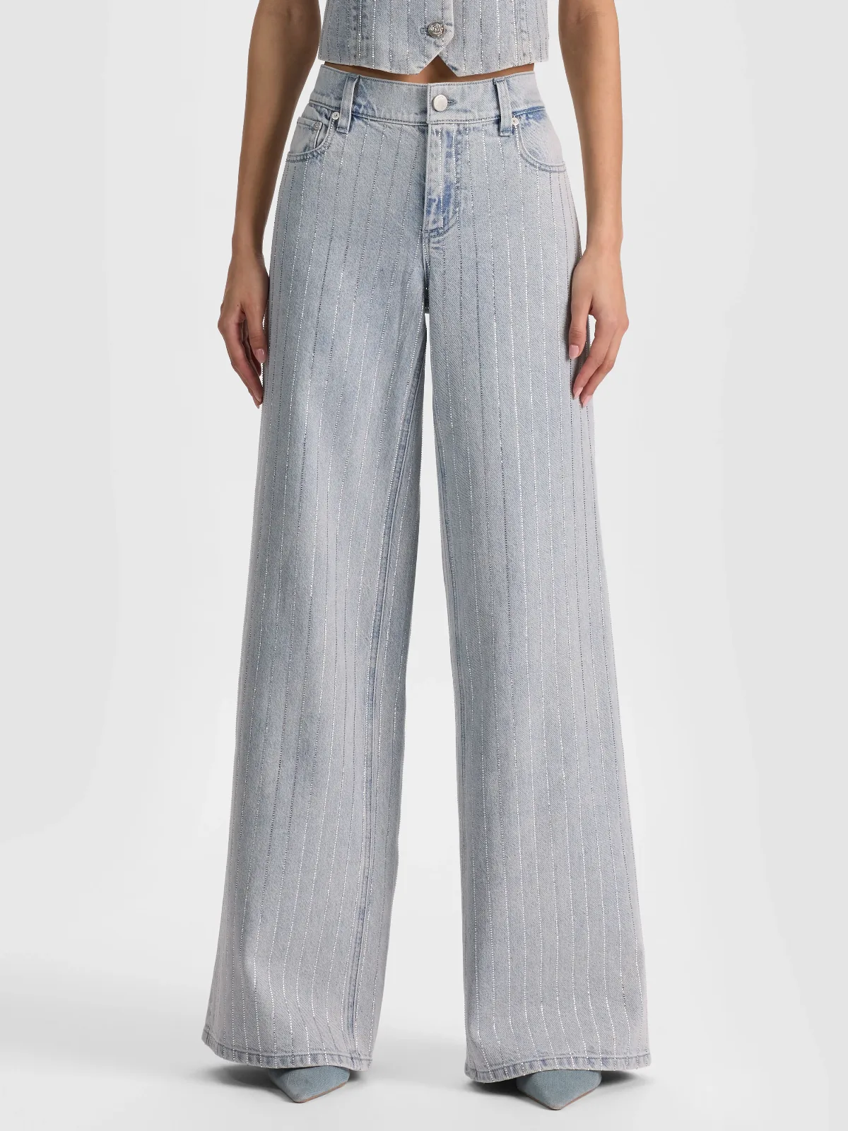 Amazing Embellished Jean - Rockstar Blue/Clear Crystal Pi by Alice + Olivia