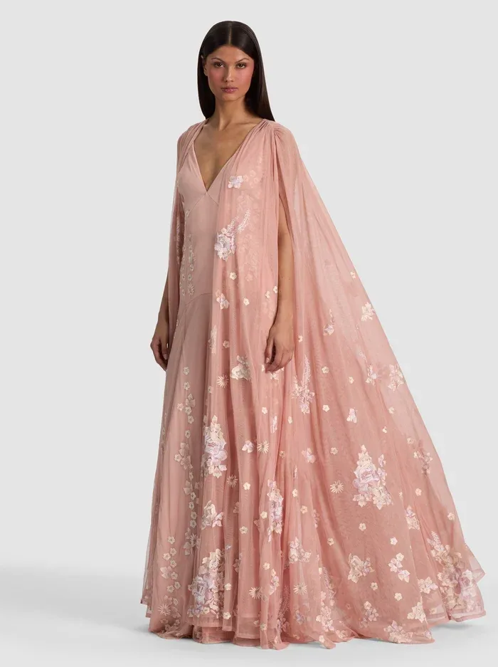 Azriella Embroidered Maxi Gown Cape by Alice + Olivia