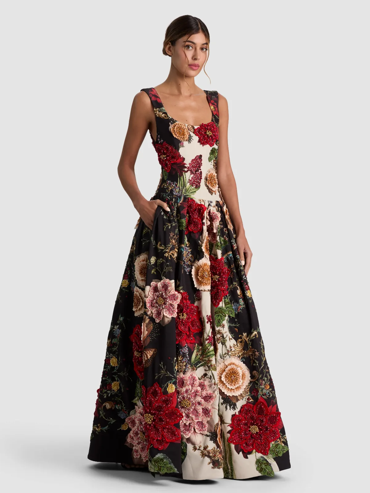 Maxine Embellished Drop Waist Gown by Alice + Olivia