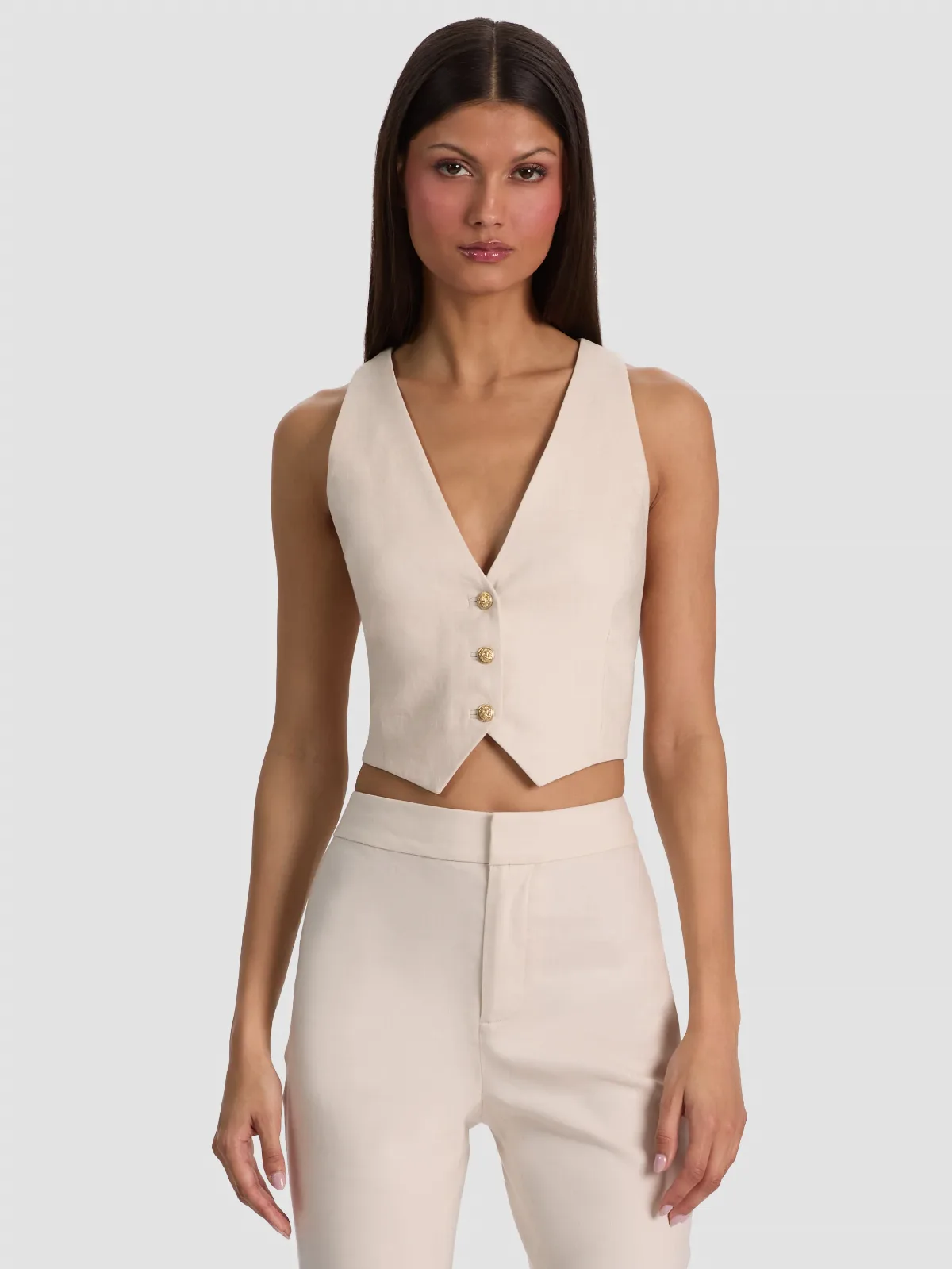 Donna Linen Vest by Alice + Olivia