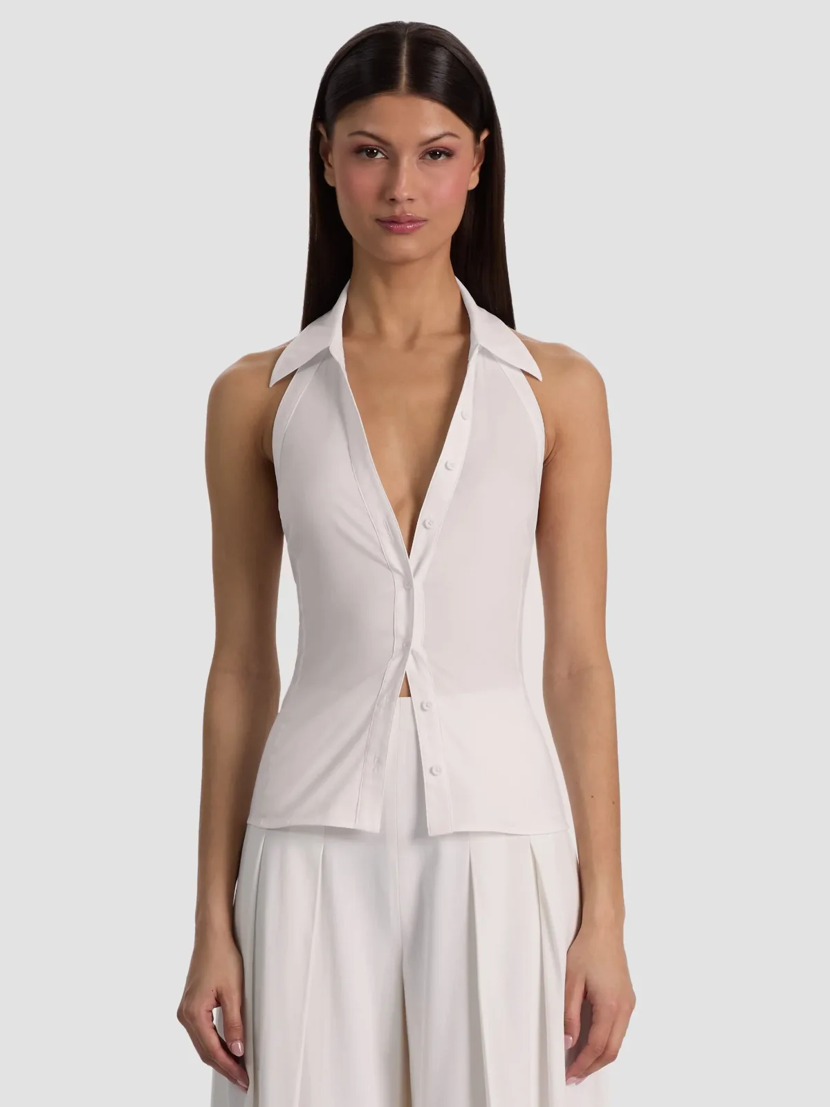 Freya Button Down Halter Top by Alice + Olivia