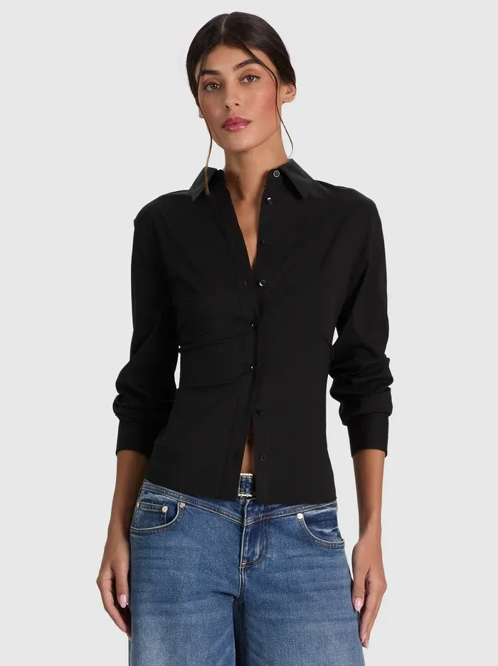 Amelia Button Down with Lace Up Back by Alice + Olivia