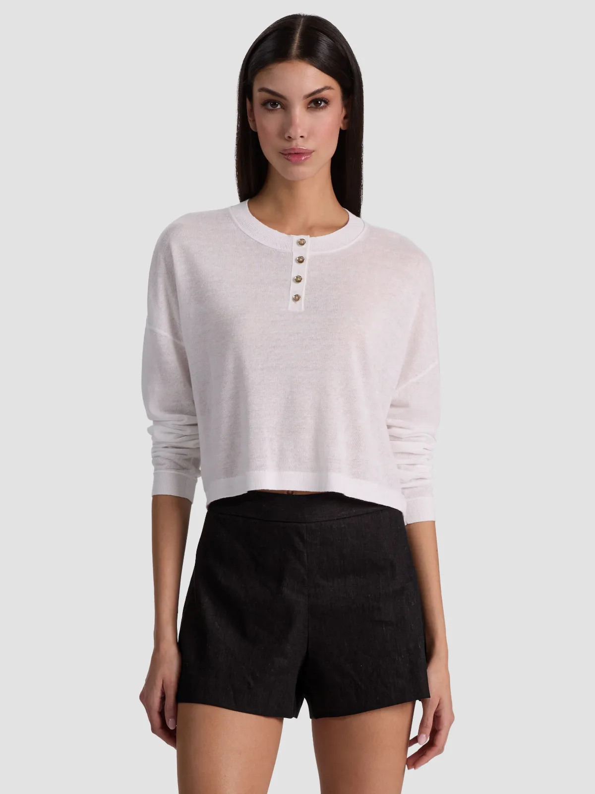 Alaina Cropped Henley by Alice + Olivia