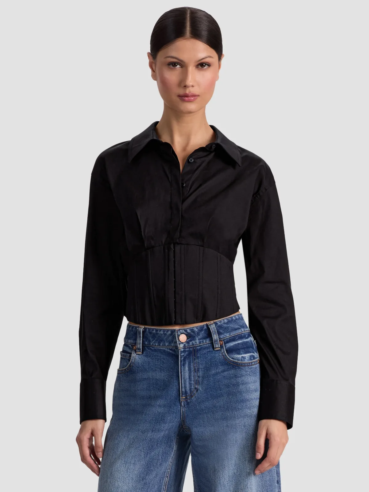 Edie Corset Button Down by Alice + Olivia