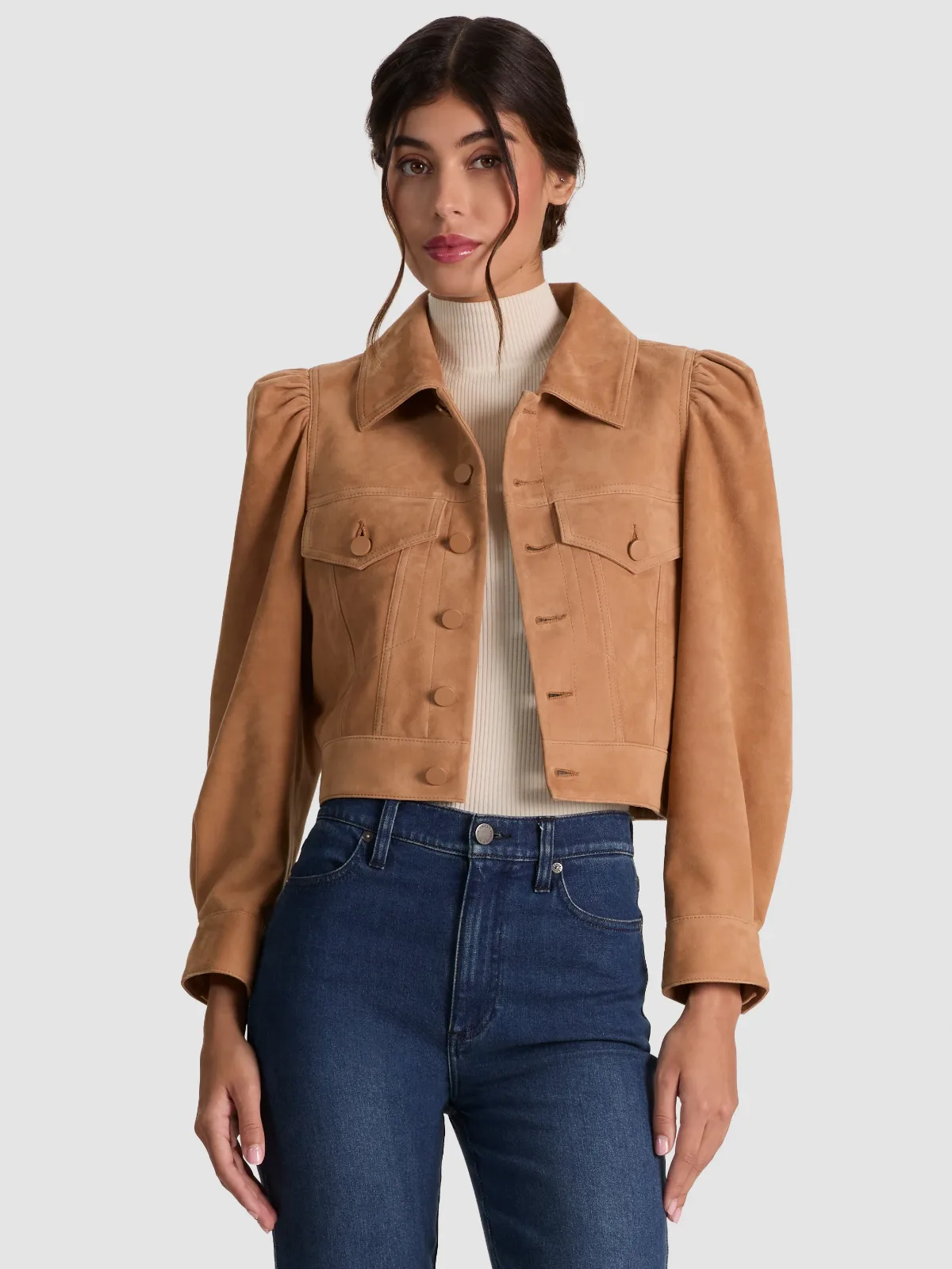 Lana Suede Puffed Slv Jacket by Alice + Olivia